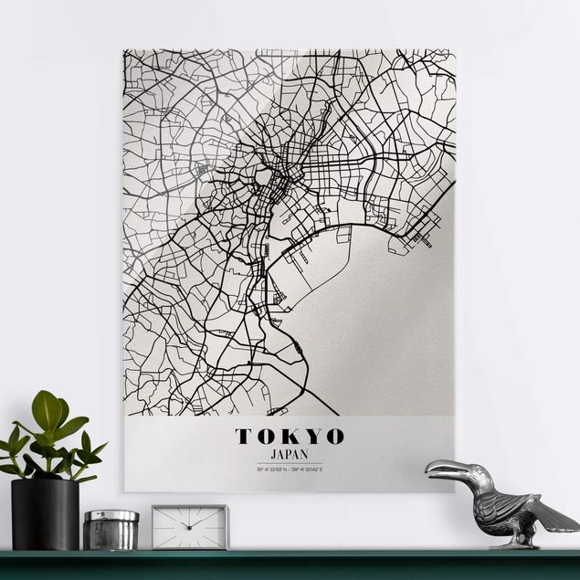 Glas Magnetboard Tokyo City Map - Classic
