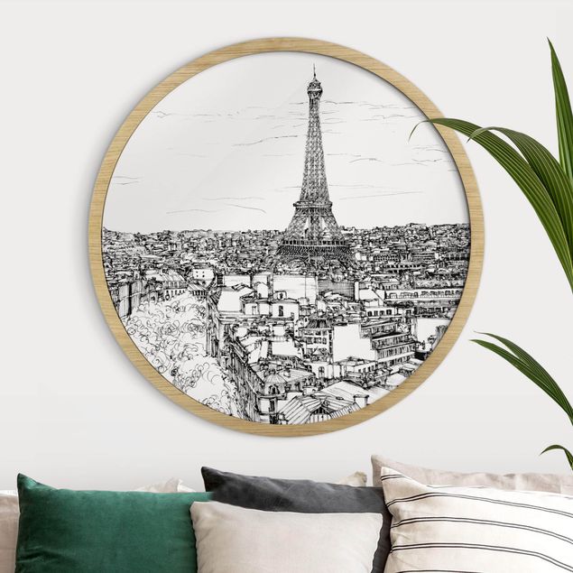 Runde gerahmte Bilder City Study - Paris