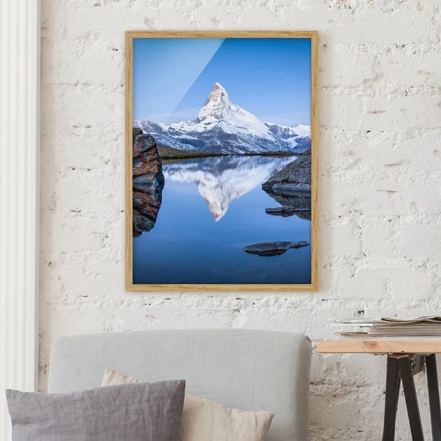 Ingelijste posters Stellisee Lake In Front Of The Matterhorn