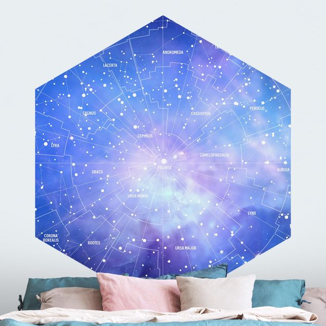 Hexagon Behang Stelar Constellation Star Chart