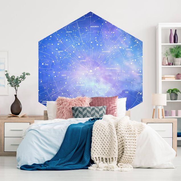 Hexagon Behang Stelar Constellation Star Chart