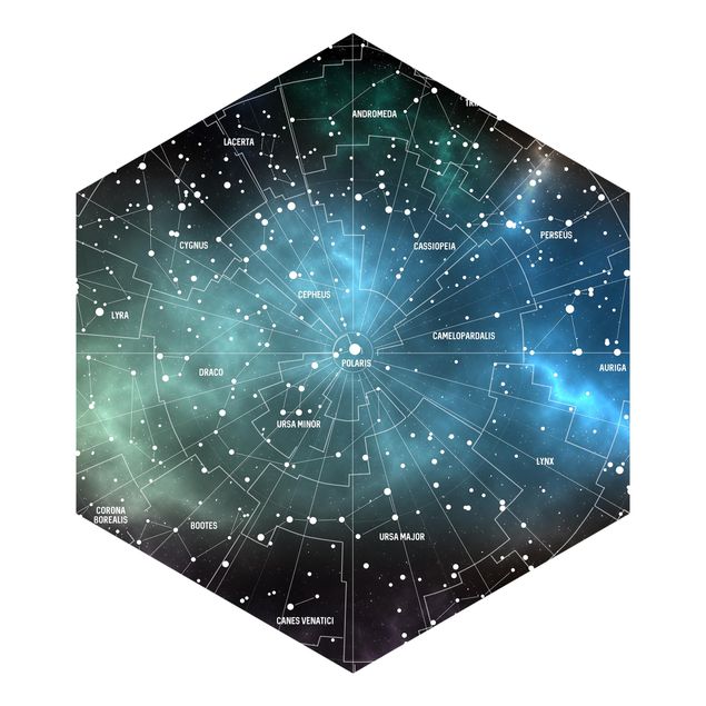 Hexagon Behang Stellar Constellation Map Galactic Nebula