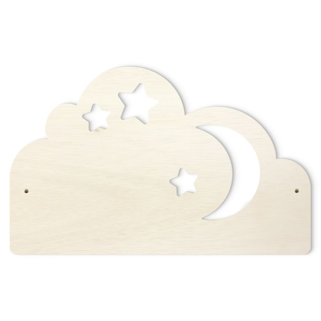 Wandkapstokken voor kinderen Starry Cloud And Moon With Customised Name