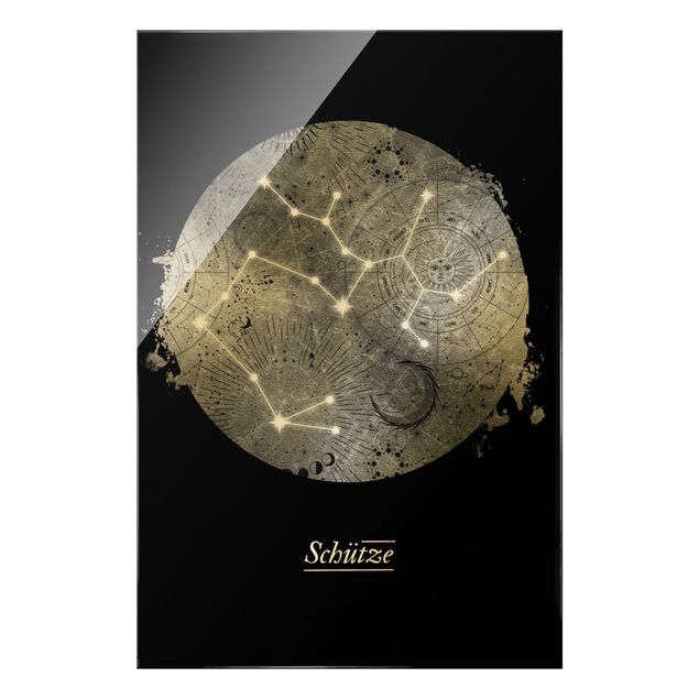 Glasschilderijen Zodiac Sign Sagittarius Silver