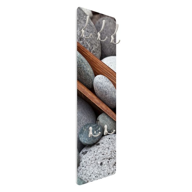 Wandkapstokken houten paneel Still Life With Grey Stones
