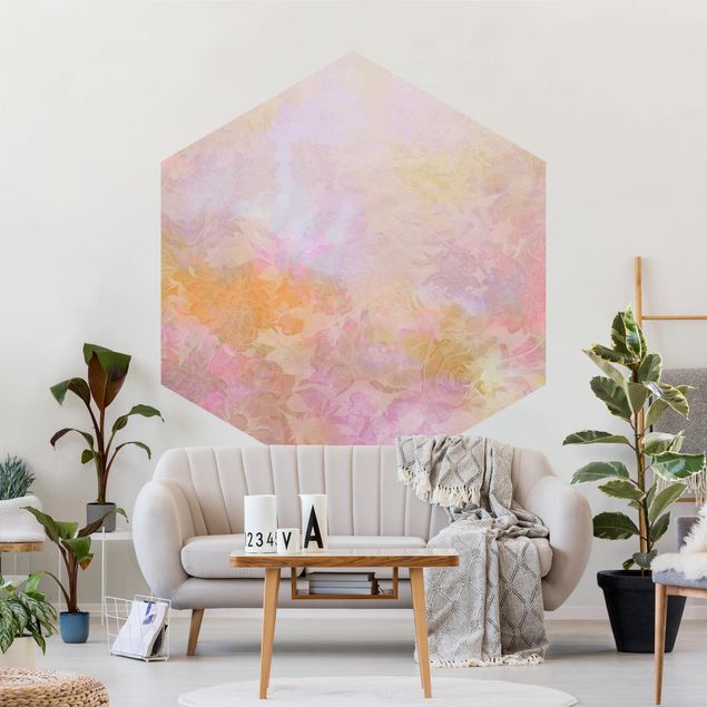 Hexagon Behang Bright Floral Dream In Pastel