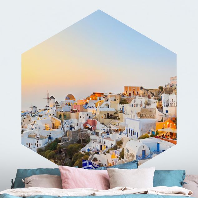 Hexagon Behang Bright Santorini