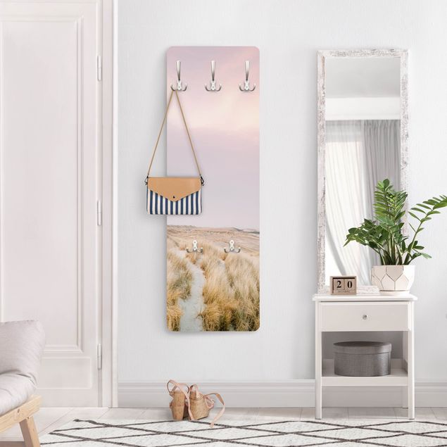 Wandkapstokken houten paneel - Beach Pastel Pink I