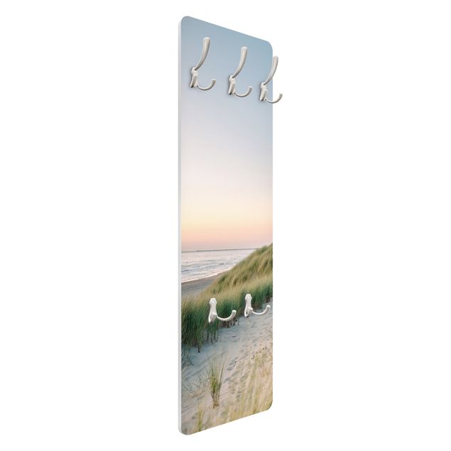 Wandkapstokken houten paneel - Beach dunes at sunset