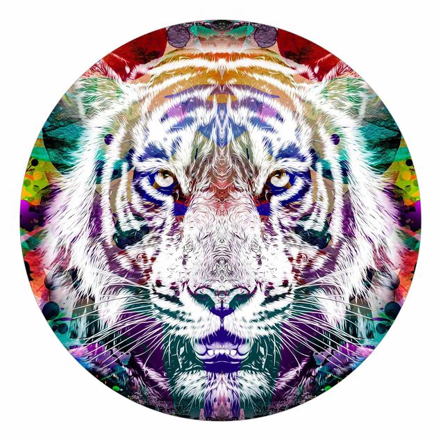 Runde Tapete selbstklebend - Street Art Tiger
