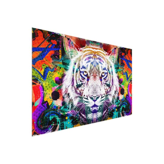 Glasschilderijen - Street Art Tiger
