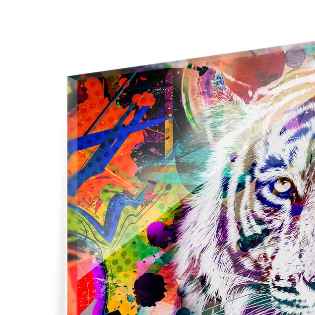 Glasschilderijen - Street Art Tiger