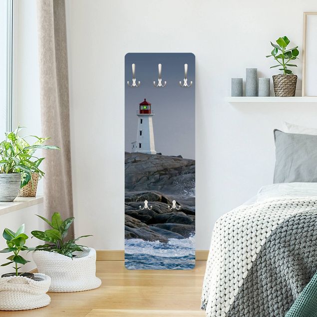 Wandkapstokken houten paneel Lighthouse