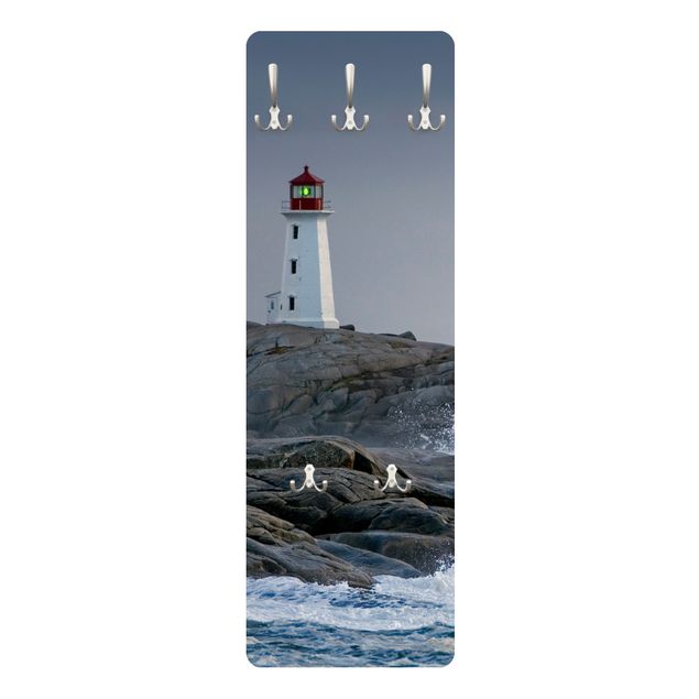 Wandkapstokken houten paneel Lighthouse