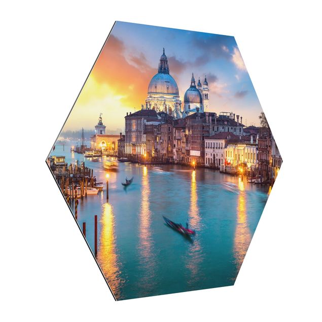 Hexagons Aluminium Dibond schilderijen Sunset in Venice