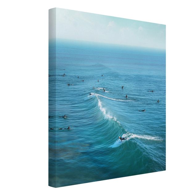 Leinwandbild - Surfer am Huntington Beach - Hochformat 3:4