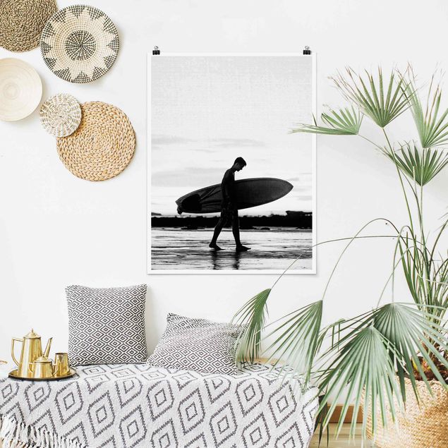 Poster - Surferboy im Schattenprofil - Hochformat 3:4