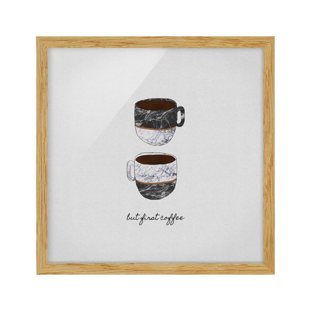 Ingelijste posters Coffee Mugs Quote But first Coffee