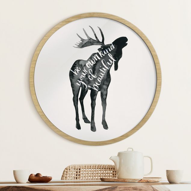 Runde Bilder mit Rahmen Animals With Wisdom - Elk