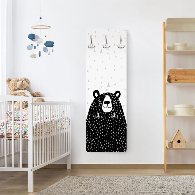 Wandkapstokken houten paneel Zoo With Patterns - Bear