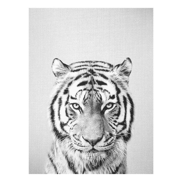 Glasschilderijen - Tiger Tiago Black And White