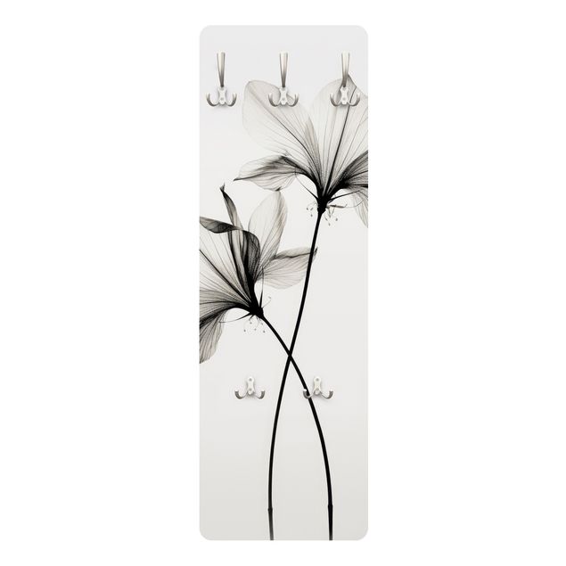 Wandkapstokken houten paneel - Transparent blossoms