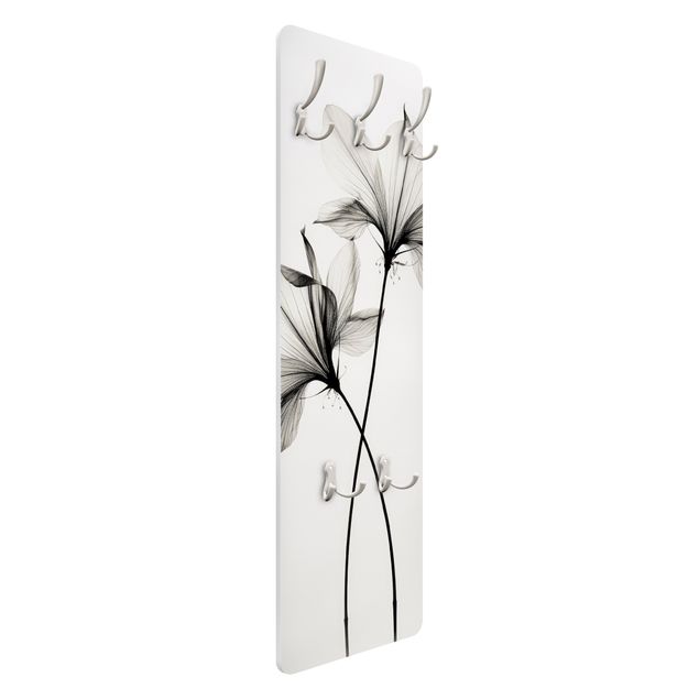 Wandkapstokken houten paneel - Transparent blossoms