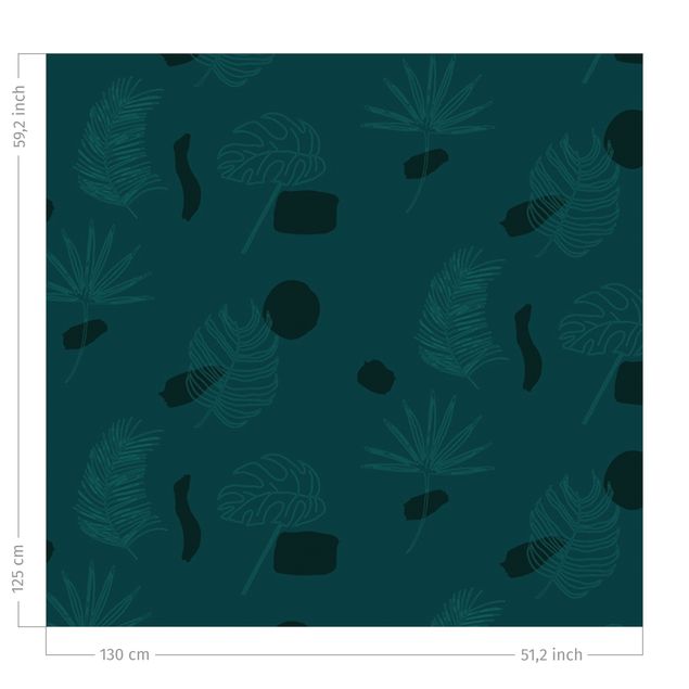 gordijn patroon Tropical Leaf Pattern - Dark Jade Green