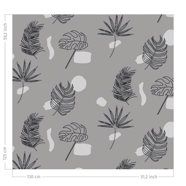 gordijnen patronen Tropical Leaf Pattern - Grey