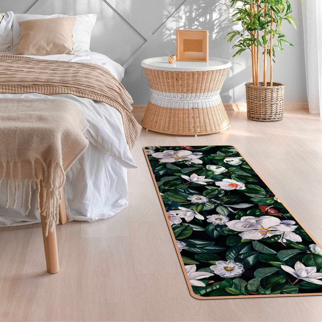 jungle kleed Tropical Night With White Flowers