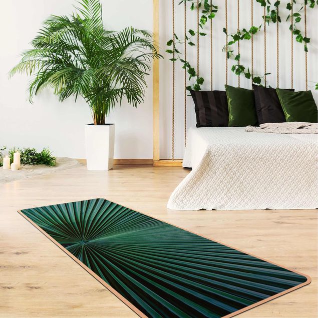 Vloerkleed jungle Tropical Plants Palm Leaf In Turquoise ll