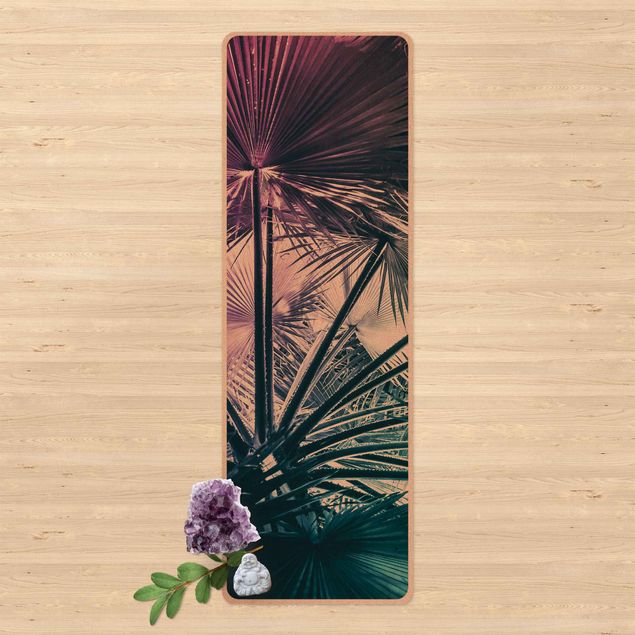 Vloerkleed modern Tropical Plants Palm Leaf In Turquoise lll