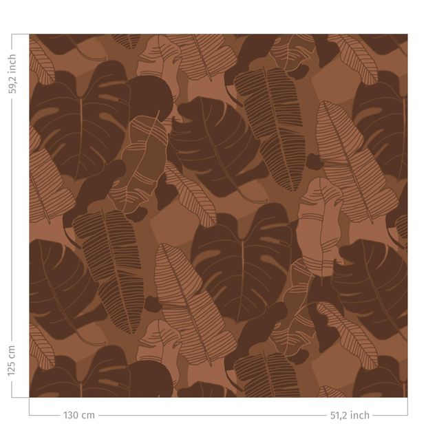 gordijn patroon Tropical Leaf Mix - Fawn Brown