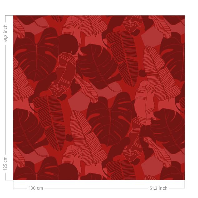 Gordijnen met patroon Tropical Leaf Mix - Red