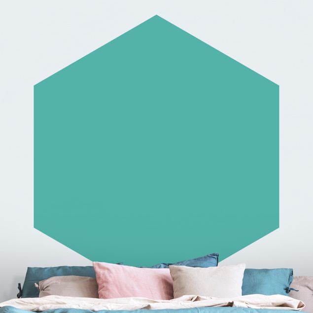 Hexagon Behang Turquoise