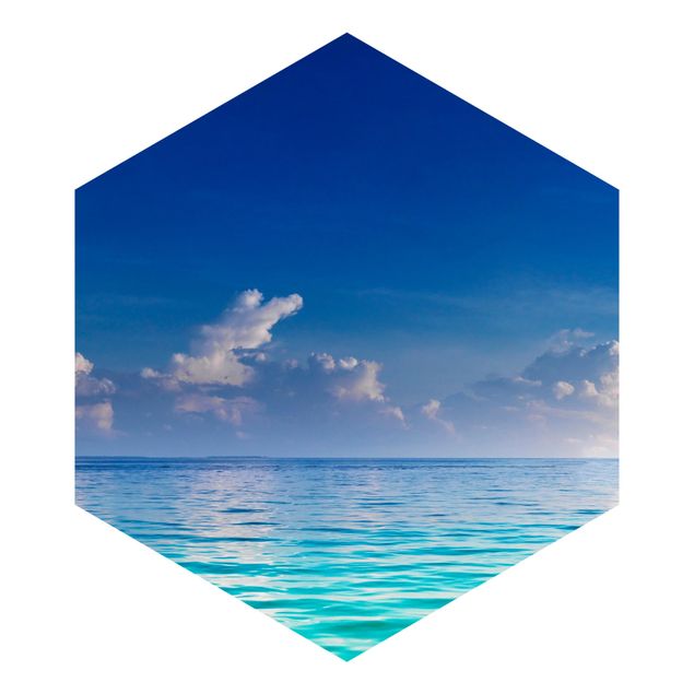 Hexagon Behang Turquoise Lagoon