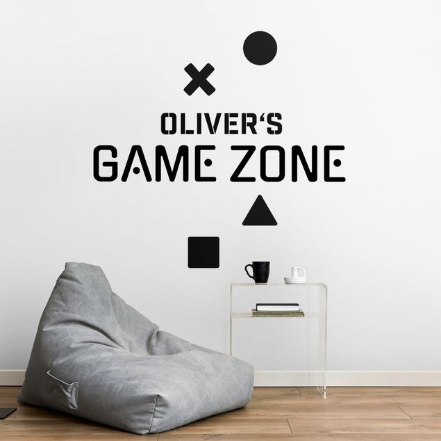 Wandtattoo mit Wunschtext - Typographie Game Zone mit Wunschnamen
