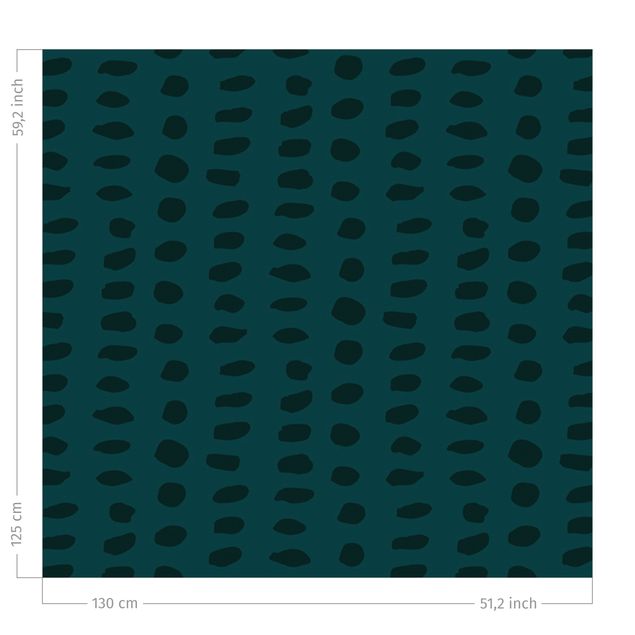 gordijnen patronen Unequal Dots Pattern - Dark Jade Green