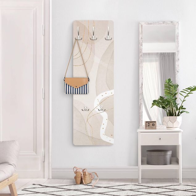 Wandkapstokken houten paneel Playful Impression With White Line