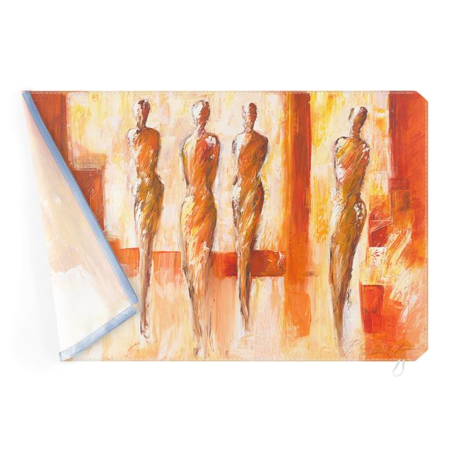 Verwisselbaar schilderij - Four Figures In Orange