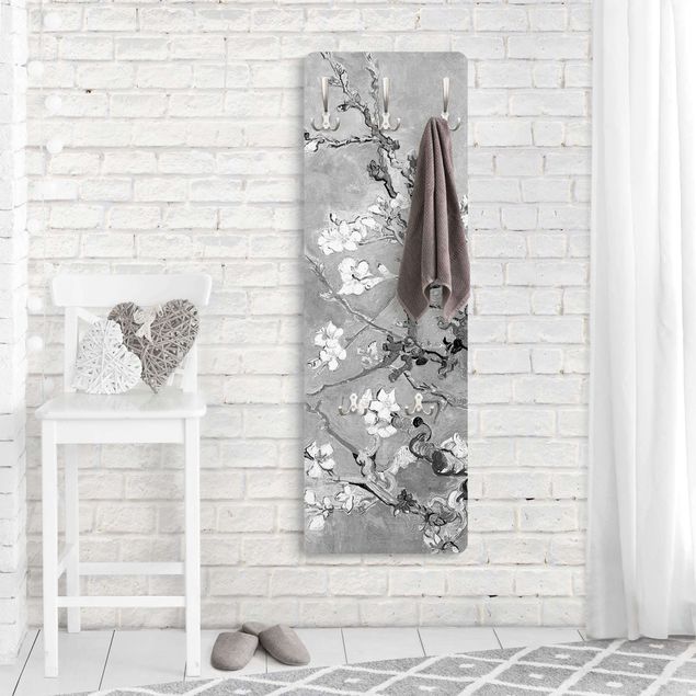 Wandkapstokken houten paneel Vincent Van Gogh - Almond Blossom Black And White