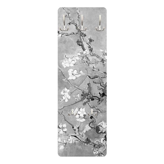 Wandkapstokken houten paneel Vincent Van Gogh - Almond Blossom Black And White