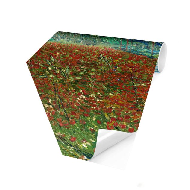 Hexagon Behang Vincent Van Gogh - Poppy Field