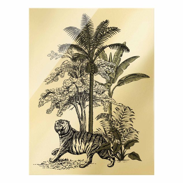 Glasschilderijen Vintage Illustration - Proud Tiger