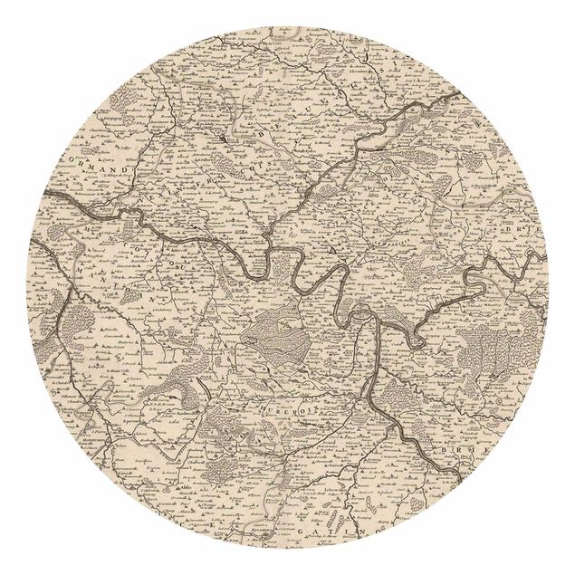 Behangcirkel Vintage Map France