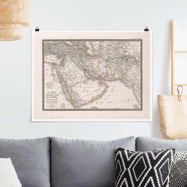 Posters Vintage Map In The Middle East