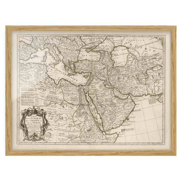 Ingelijste posters Vintage Map The Middle East
