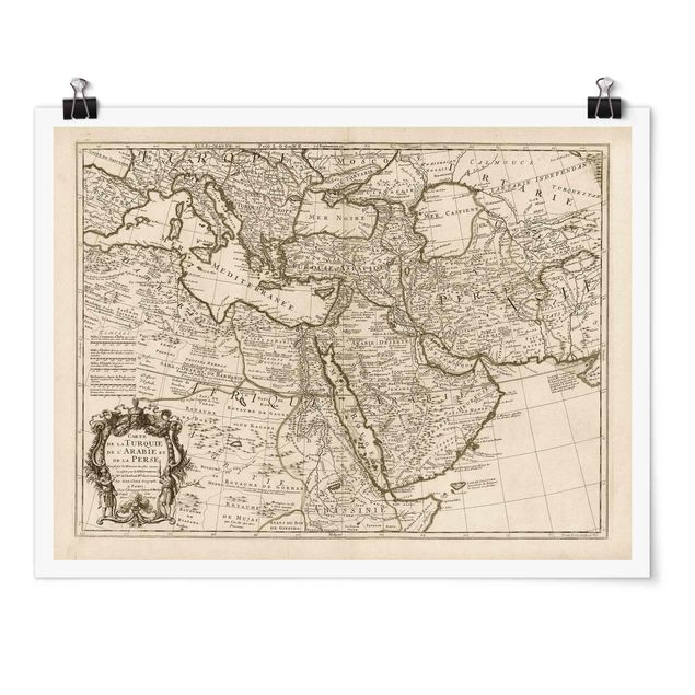 Posters Vintage Map The Middle East