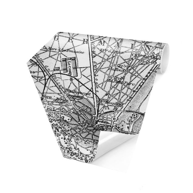 Hexagon Behang Vintage Map St Germain Paris
