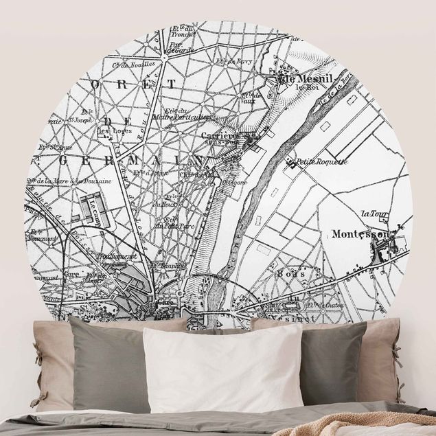 Behangcirkel Vintage Map St Germain Paris